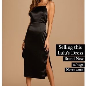 Adoring Attitude Black Satin Column Midi Dress